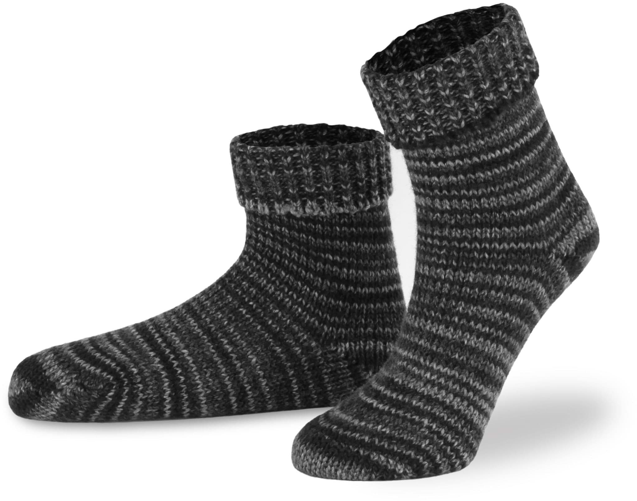 Bild von 2 Paar Skandinavische Wollsocken mit Umschlag Grau