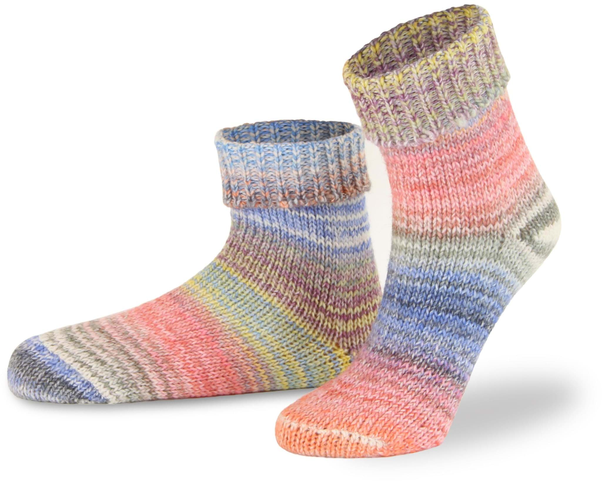 Bild von 2 Paar Skandinavische Wollsocken mit Umschlag Multicolor