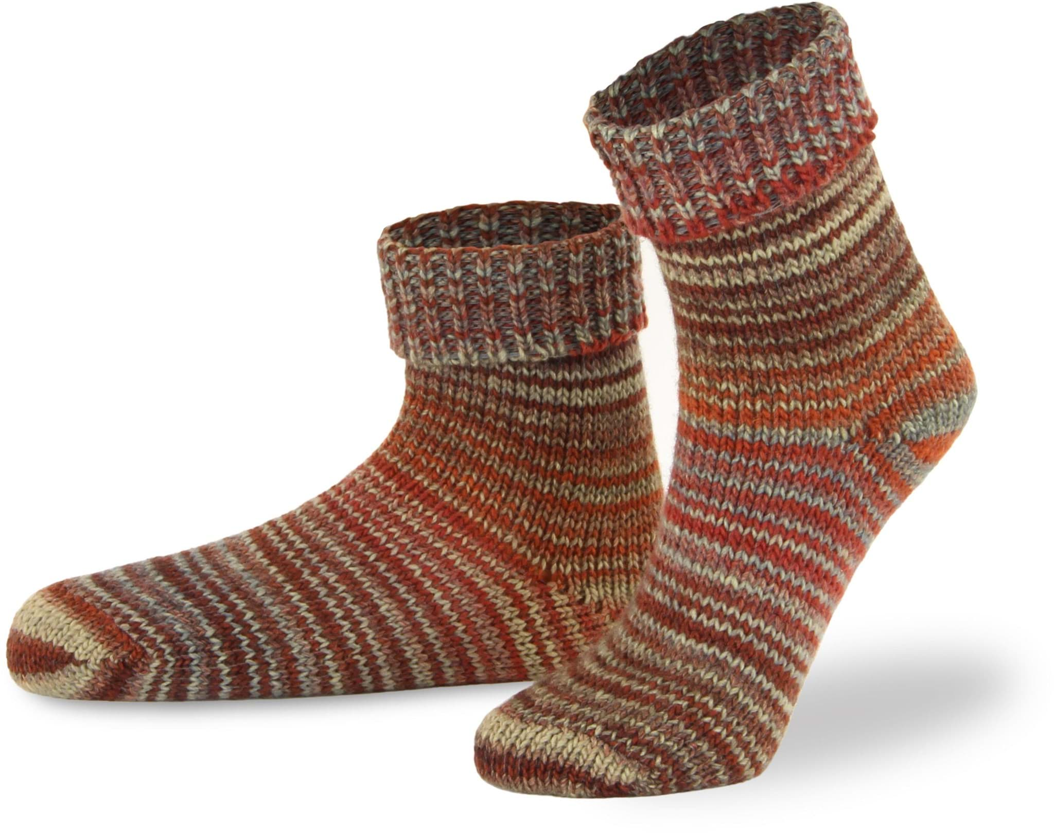 Bild von 2 Paar Skandinavische Wollsocken mit Umschlag Terracotta