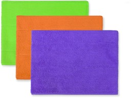 Bild von 12 Stück Mikrofasertuch Reinigungstuch für Küche und Bad Lila/Orange/Grün