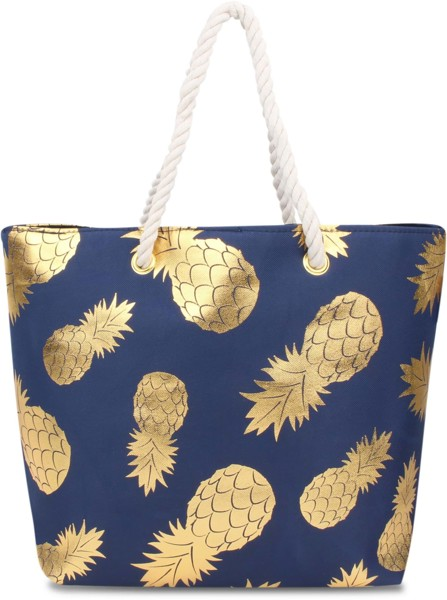 Bild von Bequeme Sommer-Umhängetasche, Strandtasche Gold Pineapple