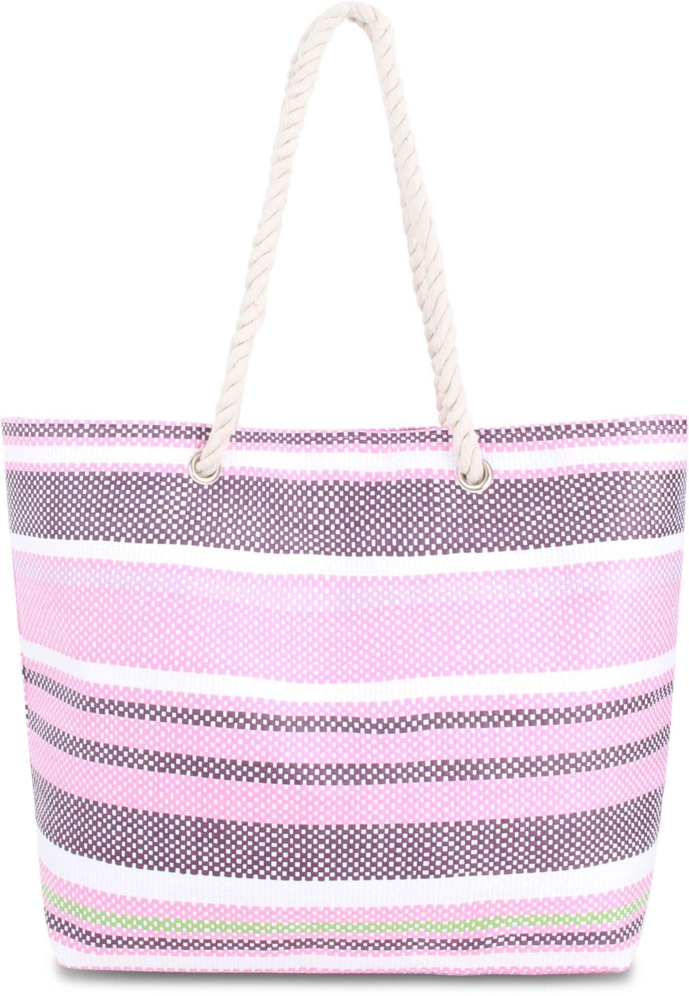 Bild von Bequeme Sommer-Umhängetasche, Strandtasche Stripes Pink