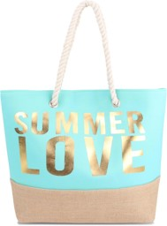 Bild von Bequeme Sommer-Umhängetasche, Strandtasche Summer Love Turquoise/Gold