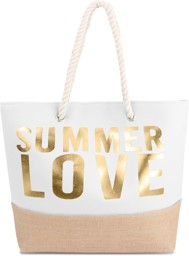 Bild von Bequeme Sommer-Umhängetasche, Strandtasche Summer Love White/Gold