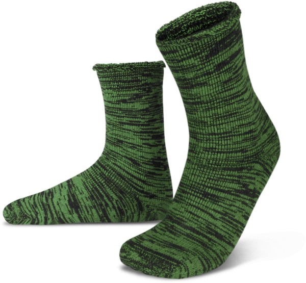 Bild von Farbige Vollplüsch-Socken mit Wolle Grün/Schwarz