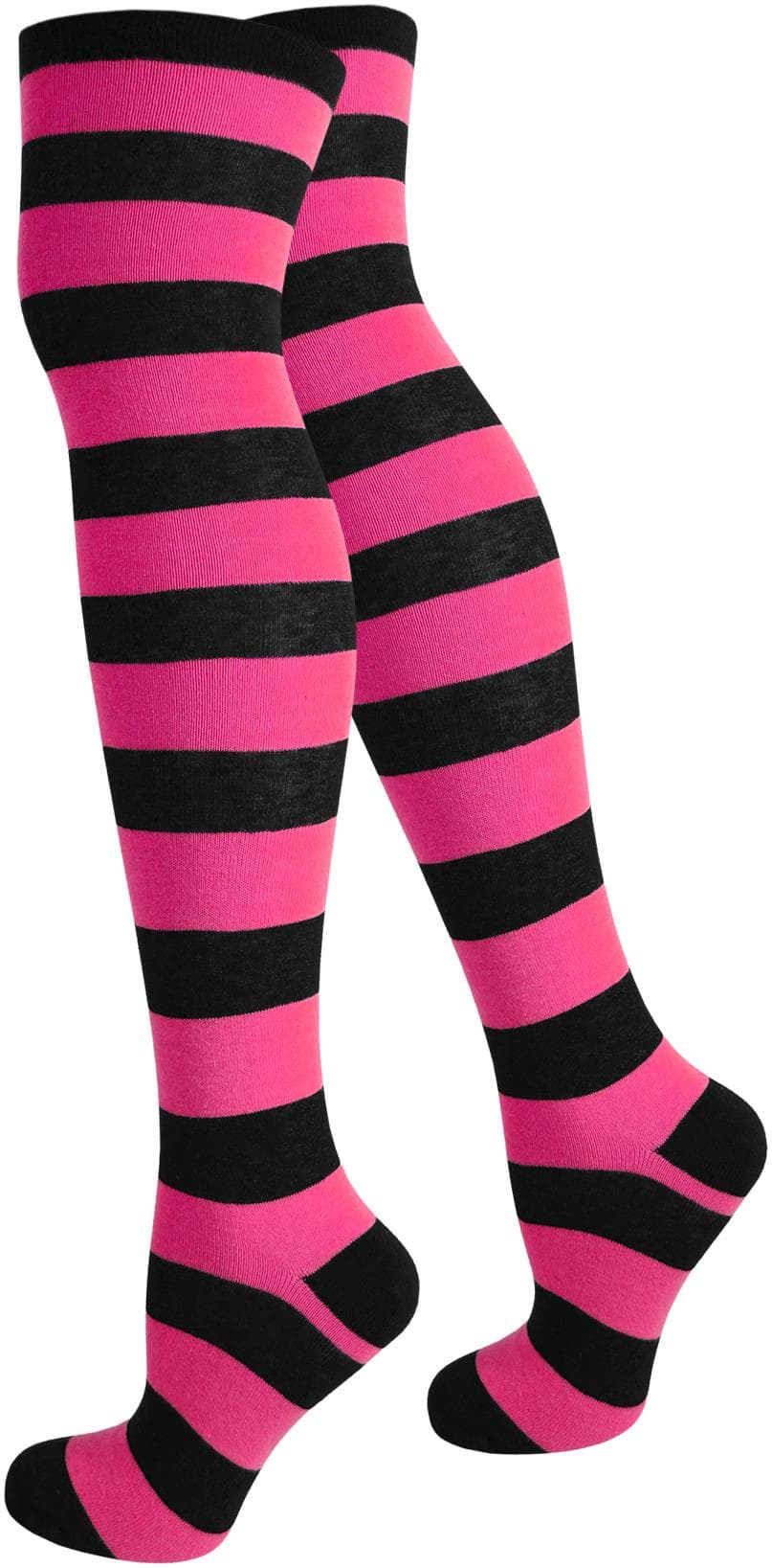 Bild von Overknees breite Ringel Schwarz/Pink