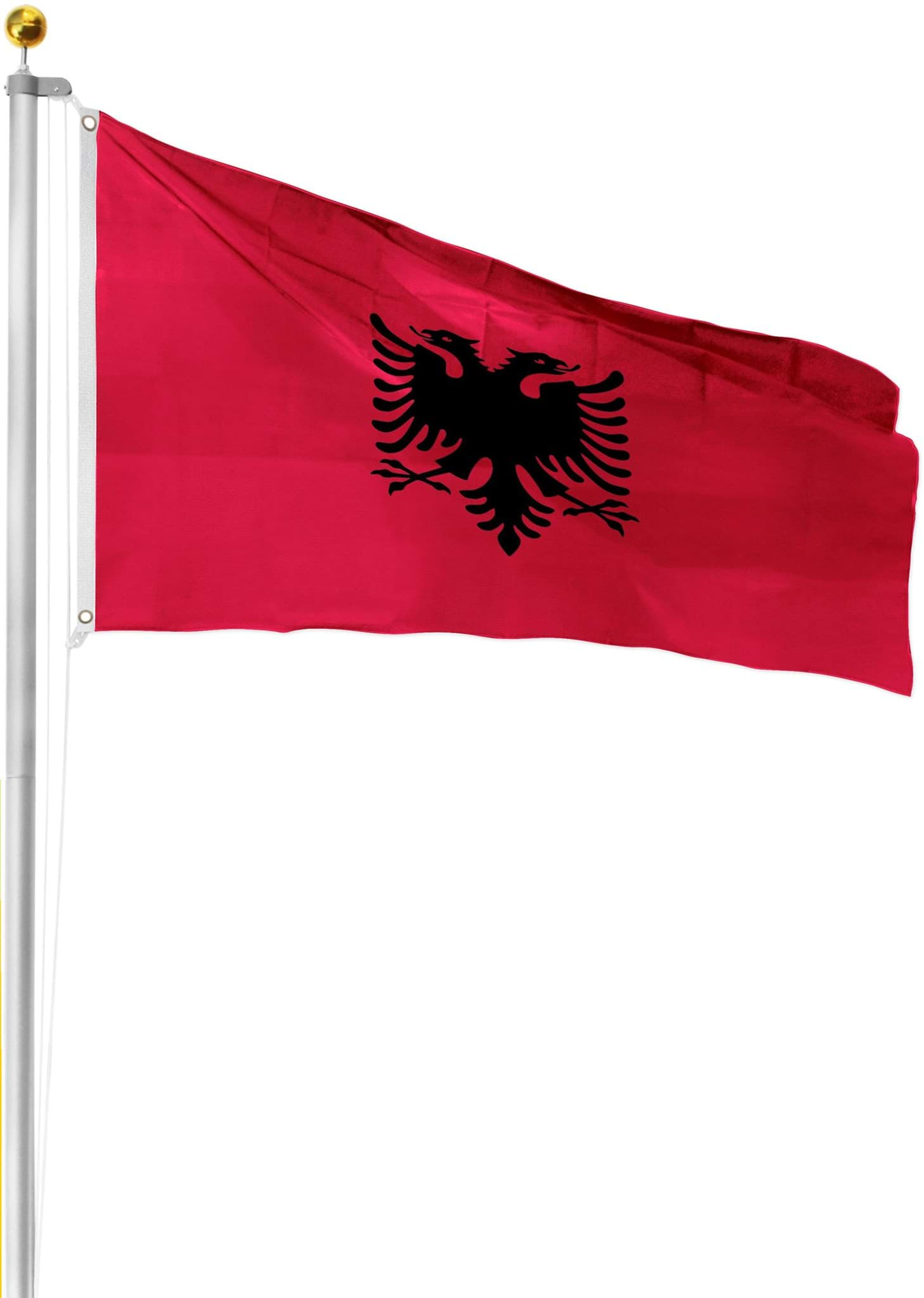 Bild von Fahnenmast 6,50 m mit Flagge 90 cm × 150 cm Albanien