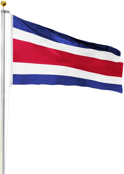Bild von Fahnenmast 9,00 m mit Flagge 90 cm × 150 cm Costa Rica
