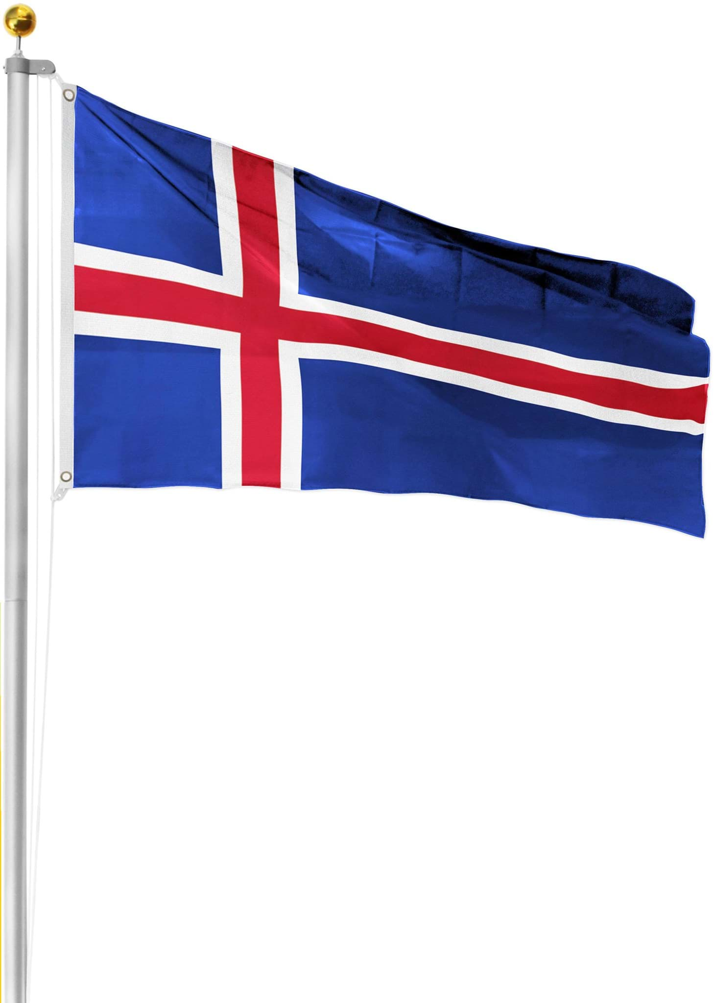 Bild von Fahnenmast 8,00 m mit Flagge 90 cm × 150 cm Island