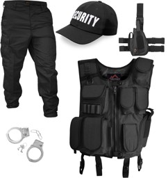 Bild von SWAT / SECURITY / POLICE Kostüm bestehend aus Weste, Patch, Hose, rechtem Beinholster, Cap und Handschellen SECURITY