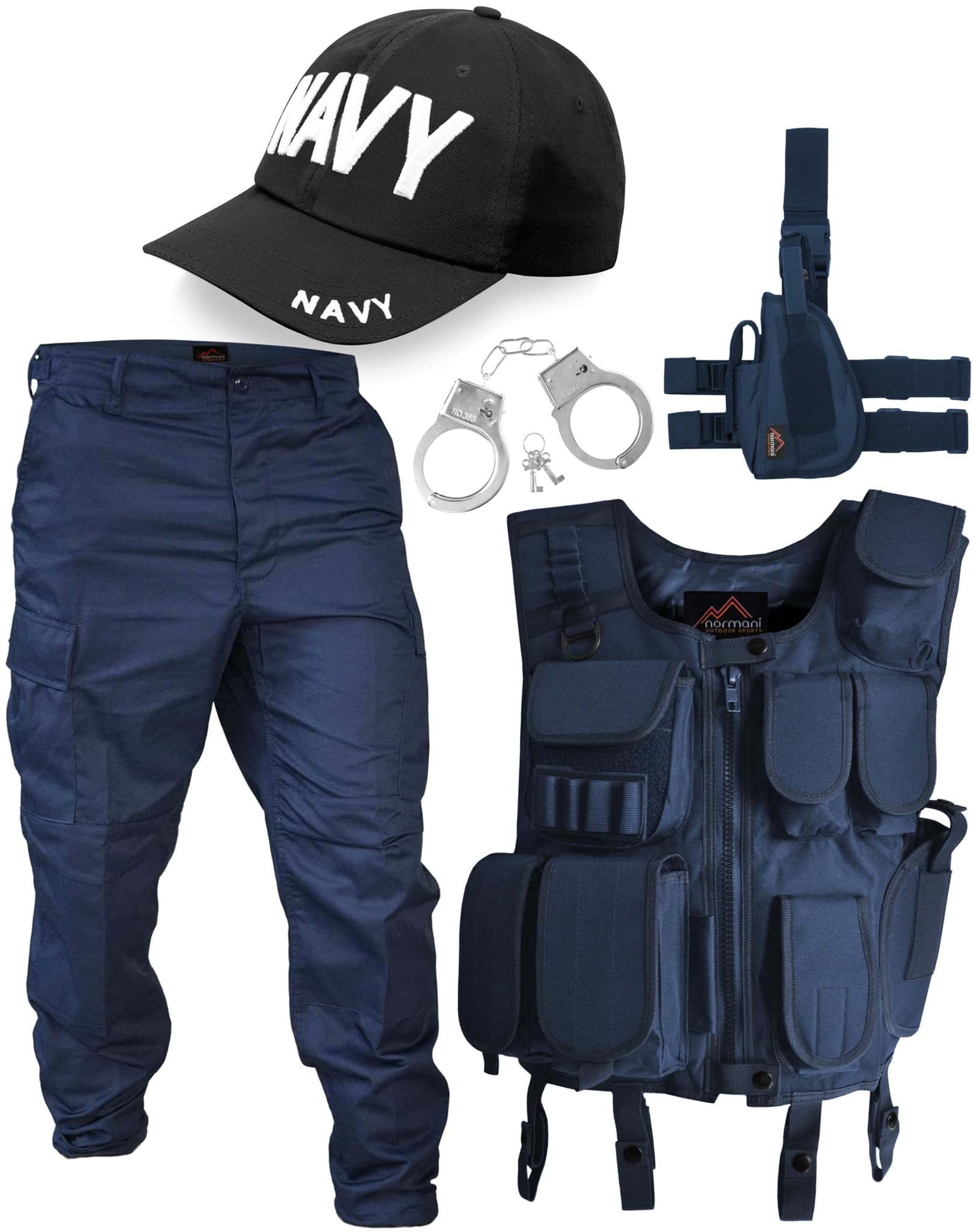 Bild von NAVY Kostüm bestehend aus Weste, Patch, Hose, Holster, Cap und Handschellen Marine