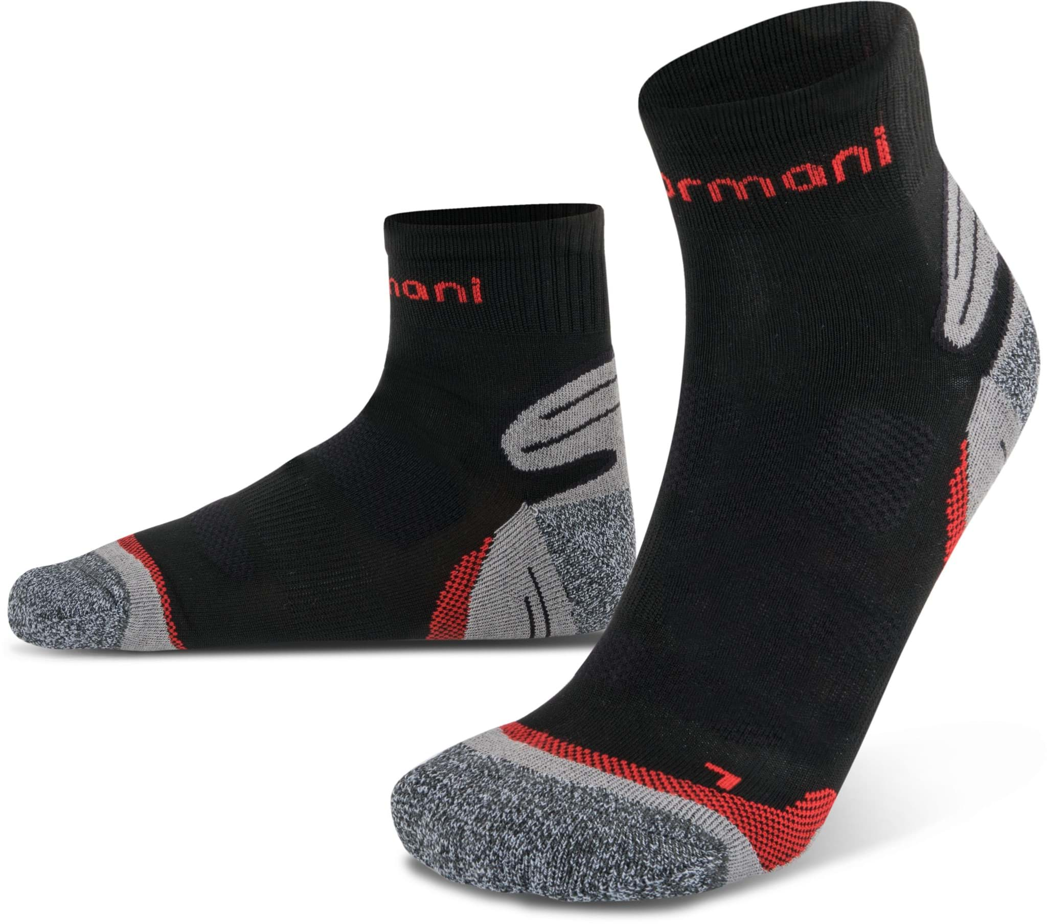 Bild von 3 Paar Kurzschaft-Sportsocken mit verstärkter Sohle Schwarz/Rot