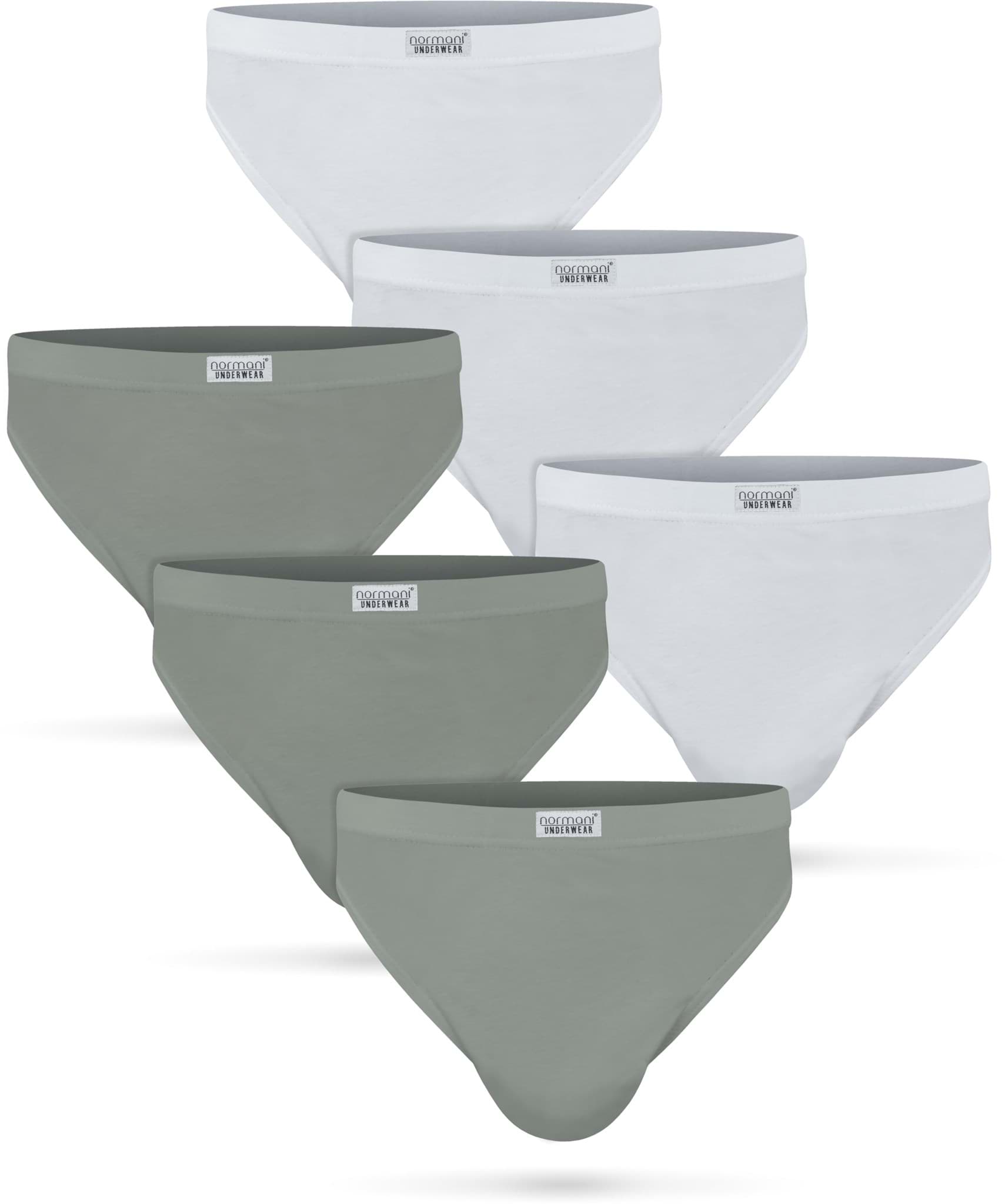Bild von 6 Slips aus Baumwolle mit Stretchbund für Herren 3 x Weiß 3 x Grau