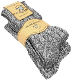 Bild von 2 Paar Norweger-ABS-Socken mit Schafwolle Graumelange