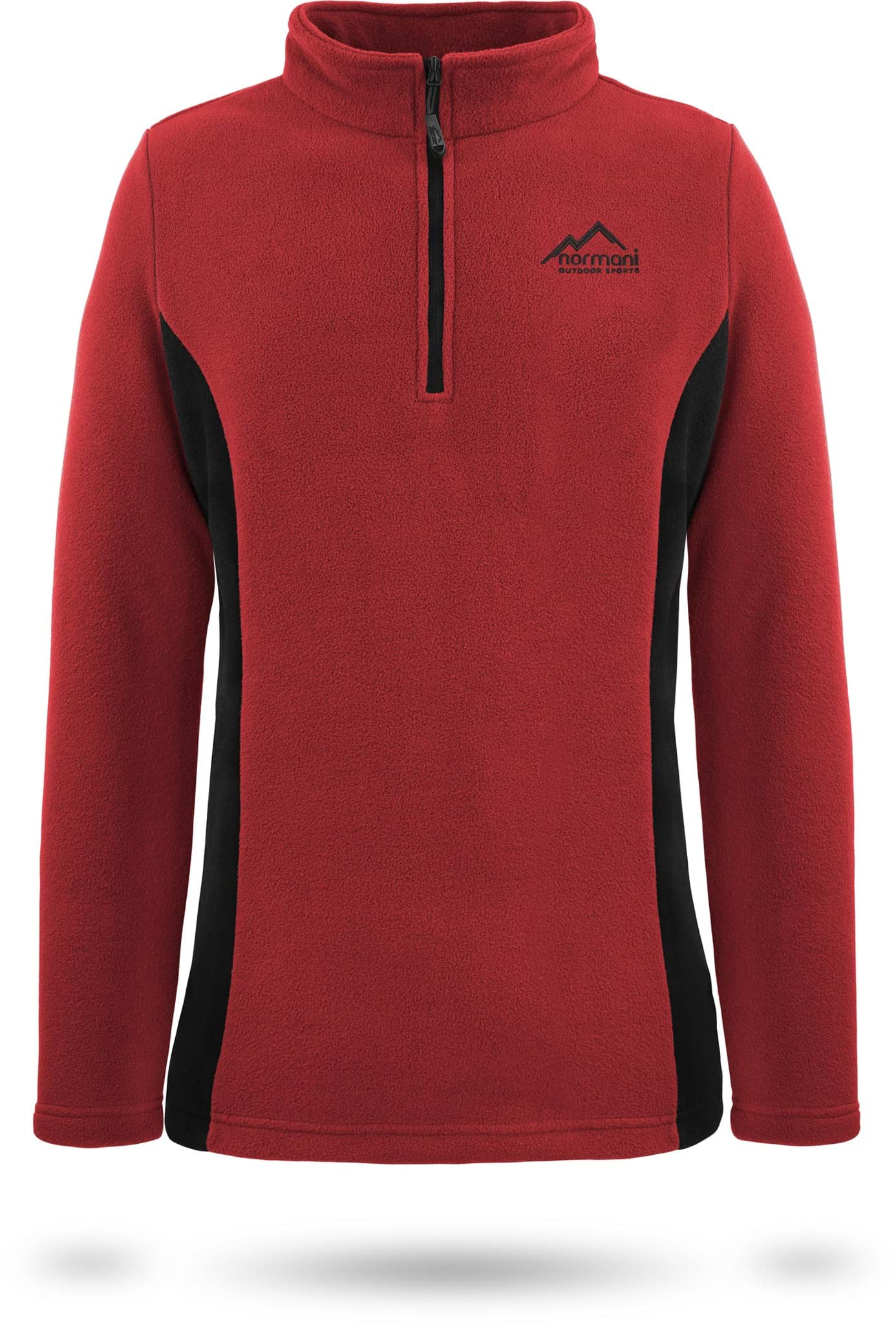 Bild von Damen Fleece Pullover „Kiruna“ Rot/Schwarz